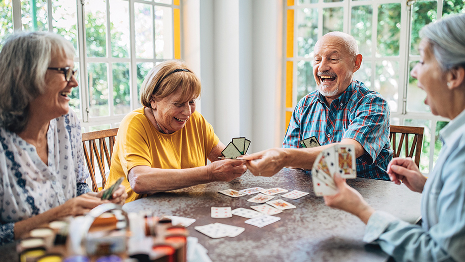 seniors playing cards