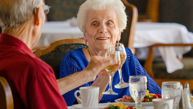 senior couple dining