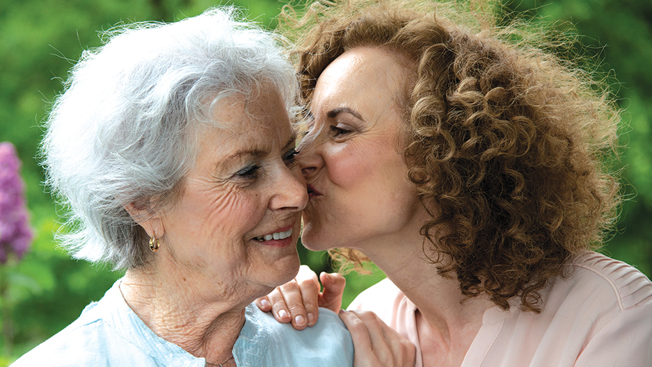 adult daughter and senior mother