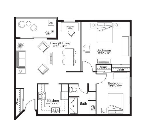 Floor Plan Two Bedroom - B2