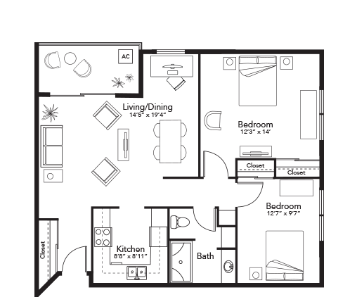 Floor Plan Two Bedroom - B2