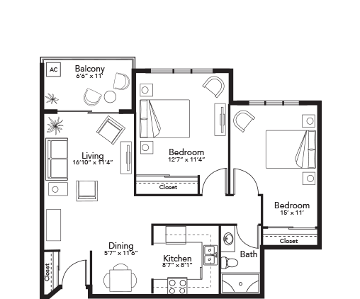 Floor Plan Two Bedroom - B5