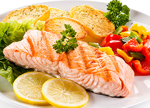 salmon meal on dinner plate